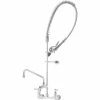 T&S Brass And Bronze Works T&S B-0133-ADF12-BC EasyInstall Wall Mounted 37 1/2" High Pre-Rinse Faucet With Adjustable 8" Centers, Low Flow Spray Valve, 44" Hose, 12" Add-On Faucet, And 6" Wall Bracket