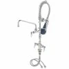 T&S Brass And Bronze Works T&S MPQ-2DLV-08-CR EasyInstall Deck Mounted 23 3/4" High Mini Pre-Rinse Faucet With Flex Inlets, Ergonomic Low Flow Spray Valve, 24" Hose, 8" Add-On Faucet, Vacuum Breaker, And 6" Wall Bracket