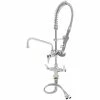 T&S Brass And Bronze Works T&S MPZ-2DLN-08-CRF Low Profile Deck Mounted Pre-Rinse Faucet With Flex Inlets, 24" Hose, 1.15 GPM Spray Valve, 8" Add-On Faucet, And Wall Bracket