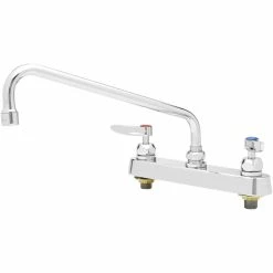 T&S Brass And Bronze Works T&S B-1123-CR Deck Mounted Workboard Faucet With 8" Centers, 12" Swing Spout, 2.2 GPM Aerator, Cerama Cartridges, And Lever Handles