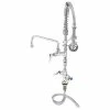 T&S Brass And Bronze Works T&S MPZ-2DWV-08 EasyInstall Deck Mounted 23 13/16" High Mini Pre-Rinse Faucet With Flex Inlets, 4" Wrist Action Handles, 24" Hose, 8" Add-On Faucet, Vacuum Breaker, And 6" Wall Bracket