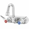 T&S Brass And Bronze Works T&S B-1146-01-WS Wall Mount Workboard Faucet With 4" Centers And Polished Chrome Plated Escutcheon - 2 15/16" Gooseneck Spout