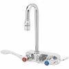 T&S Brass And Bronze Works T&S B-1115-132X-02 Wall Mount Workboard Faucet With 4" Centers, 2 7/8" Gooseneck Spout, 4" Wrist Action Handles, Escutcheon And Tailpieces