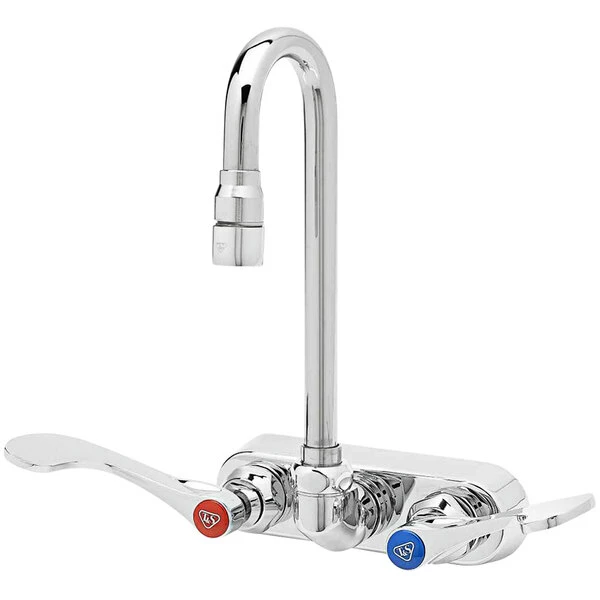T&S Brass And Bronze Works T&S B-1115-132X-02 Wall Mount Workboard Faucet With 4" Centers, 2 7/8" Gooseneck Spout, 4" Wrist Action Handles, Escutcheon And Tailpieces 1 T&S Brass And Bronze Works T&S B-1115-132X-02 Wall Mount Workboard Faucet With 4" Centers, 2 7/8" Gooseneck Spout, 4" Wrist Action Handles, Escutcheon And Tailpieces