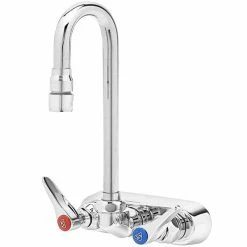 T&S Brass And Bronze Works T&S B-1115-132X Wall Mount Workboard Faucet With 4" Centers, 2 7/8" Gooseneck Spout, Escutcheon And Tailpieces
