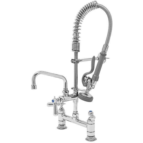 T&S Brass And Bronze Works T&S MPZ-8DCN-06 EasyInstall Deck Mounted 24 9/16" High Mini Pre-Rinse Faucet With Adjustable 8" Centers, Club Handles, 24" Hose, 6" Add-On Faucet, And 6" Wall Bracket 1 T&S Brass And Bronze Works T&S MPZ-8DCN-06 EasyInstall Deck Mounted 24 9/16" High Mini Pre-Rinse Faucet With Adjustable 8" Centers, Club Handles, 24" Hose, 6" Add-On Faucet, And 6" Wall Bracket