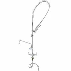 T&S Brass And Bronze Works T&S B-0113-ADF10-B EasyInstall Deck Mounted 49 1/2" High Pre-Rinse Faucet With Flex Inlets, 44" Hose, 10" Add-On Faucet, And Wall Bracket