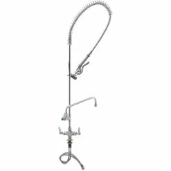 T&S Brass And Bronze Works T&S B-0113-ADF12 EasyInstall Deck Mounted 49 1/2" High Pre-Rinse Faucet With Flex Inlets, 44" Hose, And 12" Add-On Faucet