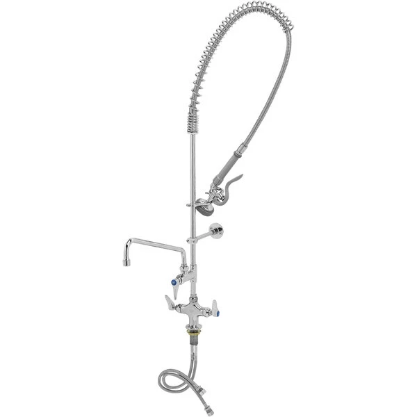 T&S Brass And Bronze Works T&S B-0113-ADF12-B EasyInstall Deck Mounted 49 1/2" High Pre-Rinse Faucet With Flex Inlets, 44" Hose, 12" Add-On Faucet, And Wall Bracket 1 T&S Brass And Bronze Works T&S B-0113-ADF12-B EasyInstall Deck Mounted 49 1/2" High Pre-Rinse Faucet With Flex Inlets, 44" Hose, 12" Add-On Faucet, And Wall Bracket