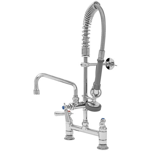 T&S Brass And Bronze Works T&S MPZ-8DCN-08 EasyInstall Deck Mounted 24 9/16" High Mini Pre-Rinse Faucet With Adjustable 8" Centers, Club Handles, 24" Hose, 8" Add-On Faucet, And 6" Wall Bracket 1 T&S Brass And Bronze Works T&S MPZ-8DCN-08 EasyInstall Deck Mounted 24 9/16" High Mini Pre-Rinse Faucet With Adjustable 8" Centers, Club Handles, 24" Hose, 8" Add-On Faucet, And 6" Wall Bracket
