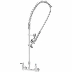 T&S Brass And Bronze Works T&S B-2278 EasyInstall Wall Mounted 37" High Pre-Rinse Faucet With Adjustable 8" Centers, 44" Hose, Vacuum Breaker, 6" Wall Bracket, And Installation Kit