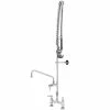 T&S Brass And Bronze Works T&S B-2277-01 EasyInstall Deck Mounted 45 1/4" High Pre-Rinse Faucet With Adjustable 8" Centers, 44" Hose, 12" Add-On Faucet, Vacuum Breaker, 12" Wall Bracket, And Installation Kit