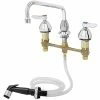T&S Brass And Bronze Works T&S B-2347-02 Easy Install Deck Mount Faucet With 8" Centers, 8" Swing Nozzle, Eterna Cartridges, And Sidespray