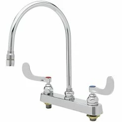 T&S Brass And Bronze Works T&S B-1120-135X-WH4 Deck Mounted Workboard Faucet With 8" Centers, 8 13/16" Gooseneck Spout, 2.2 GPM Aerator, Eterna Cartridges, And Wrist Handles