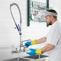 Waterloo 1.15 GPM Wall-Mounted Pre-Rinse Faucet With 8" Centers And 14" Add-On Faucet