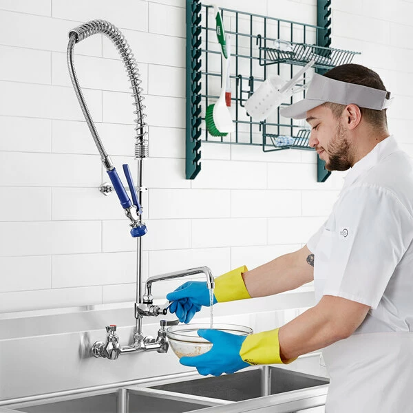 Waterloo 1.15 GPM Wall-Mounted Pre-Rinse Faucet With 8" Centers And 14" Add-On Faucet 1 Waterloo 1.15 GPM Wall-Mounted Pre-Rinse Faucet With 8" Centers And 14" Add-On Faucet