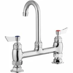 Waterloo Deck Mount Faucet With 3 1/2" Gooseneck Spout And 8" Centers -T&S Brass-shop 2313563