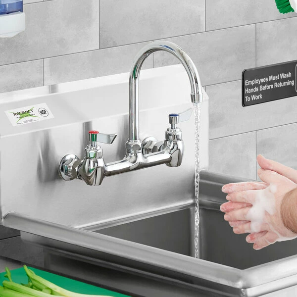 Waterloo Wall Mount Faucet With 6" Gooseneck Spout And 8" Centers 1 Waterloo Wall Mount Faucet With 6" Gooseneck Spout And 8" Centers