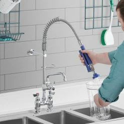 Waterloo 1.15 GPM Low Profile Deck-Mounted Pre-Rinse Faucet With 4" Centers And 6" Add-On Faucet