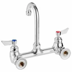 Waterloo Wall Mount Faucet With 3 1/2" Gooseneck Spout And 8" Centers -T&S Brass-shop 2319490