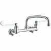 Elkay LK940AT12T6S Wall-Mounted Faucet With 8" Centers, 12" Arc Tube Swing Spout, And 6" Wristblade Handles