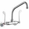 Elkay LK945HA08T6T Wall-Mounted Faucet With 3" - 8" Adjustable Centers, 8" High Arc Swing Spout, 1.5 GPM Aerator, And 6" Wristblade Handles
