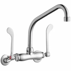 Elkay LK945HA08T6T Wall-Mounted Faucet With 3" - 8" Adjustable Centers, 8" High Arc Swing Spout, 1.5 GPM Aerator, And 6" Wristblade Handles