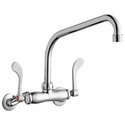 Elkay LK945HA10T4T Wall-Mounted Faucet With 3" - 8" Adjustable Centers, 10" High Arc Swing Spout, 1.5 GPM Aerator, And 4" Wristblade Handles