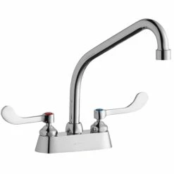 Elkay LK406HA08T4 Deck Mount Faucet With 4" Centers, 8" High Arc Swing Spout, 1.5 GPM Aerator, And 4" Wristblade Handles