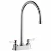 Elkay LK406GN08L2 Deck Mount Faucet With 4" Centers, 8" Gooseneck Swing Spout, 1.5 GPM Aerator, And 2" Lever Handles