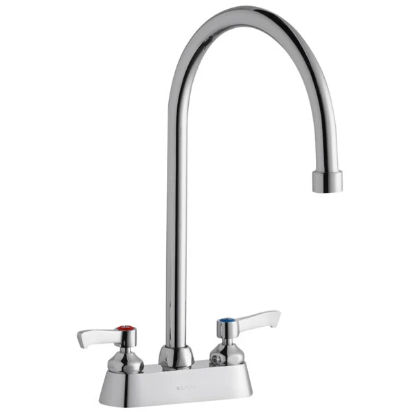 Elkay LK406GN08L2 Deck Mount Faucet With 4" Centers, 8" Gooseneck Swing Spout, 1.5 GPM Aerator, And 2" Lever Handles 1 Elkay LK406GN08L2 Deck Mount Faucet With 4" Centers, 8" Gooseneck Swing Spout, 1.5 GPM Aerator, And 2" Lever Handles