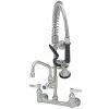 T&S Brass And Bronze Works Eversteel By T&S SMPF-8WLN-06 Stainless Steel 8" Wall Mount Mixing Faucet With 6" Swing Nozzle And Mini Pre-Rinse Unit With 1.15 GPM Spray Valve