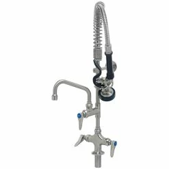 T&S Brass And Bronze Works Eversteel By T&S SMPK-2DLN-06 Stainless Steel Deck Mount Mixing Faucet With 6" Swing Nozzle And Mini Pre-Rinse Unit With 1.15 GPM Spray Valve