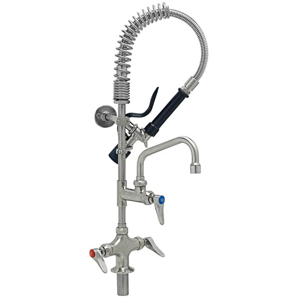 T&S Brass And Bronze Works Eversteel By T&S SMPM-2DLN-06 Stainless Steel Deck Mount Mixing Faucet With 6" Swing Nozzle And Mini Pre-Rinse Unit With 1.07 GPM Spray Valve 1 T&S Brass And Bronze Works Eversteel By T&S SMPM-2DLN-06 Stainless Steel Deck Mount Mixing Faucet With 6" Swing Nozzle And Mini Pre-Rinse Unit With 1.07 GPM Spray Valve