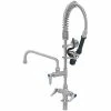 T&S Brass And Bronze Works Eversteel By T&S SMPM-2DLN-08 Stainless Steel Deck Mount Mixing Faucet With 8" Swing Nozzle And Mini Pre-Rinse Unit With 1.07 GPM Spray Valve