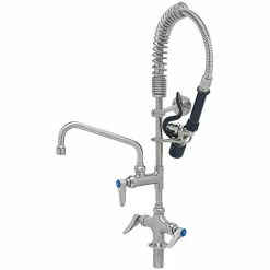 T&S Brass And Bronze Works Eversteel By T&S SMPM-2DLN-08 Stainless Steel Deck Mount Mixing Faucet With 8" Swing Nozzle And Mini Pre-Rinse Unit With 1.07 GPM Spray Valve
