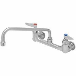 T&S Brass And Bronze Works Eversteel By T&S S-0231 Stainless Steel Wall Mount Double Pantry Faucet With 12" Swing Nozzle