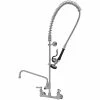T&S Brass And Bronze Works Eversteel By T&S S-0133-A12-B Stainless Steel 8" Wall Mount Mixing Faucet With 12" Swing Nozzle And Pre-Rinse Unit With 1.15 GPM Spray Valve