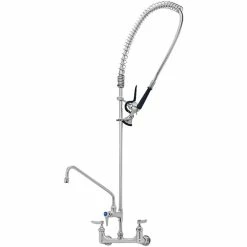 T&S Brass And Bronze Works Eversteel By T&S S-0133-A12-BY Stainless Steel 8" Wall Mount Mixing Faucet With 12" Swing Nozzle And Pre-Rinse Unit With 1.15 GPM Spray Valve