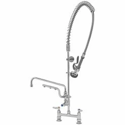 T&S Brass And Bronze Works T&S B-0123-U12-B Ultrarinse Deck Mount Pre-Rinse Faucet With 8" Centers, 12" Swing Nozzle, And 10" 1.5 GPM Sprayer Arm