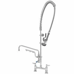 T&S Brass And Bronze Works T&S B-0123-U12-CR-B Ultrarinse Deck Mount Pre-Rinse Faucet With 8" Centers, 12" Swing Nozzle, And 10" 1.5 GPM Sprayer Arm