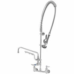 T&S Brass And Bronze Works T&S B-0133-U12-CR-B Ultrarinse 8" Wall Mount Mixing Faucet With 12" Swing Nozzle And Pre-Rinse Unit With 1.15 GPM Spray Valve