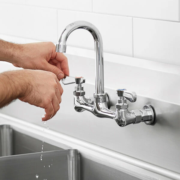 Regency Plumbing & Hardware Regency Wall Mount Faucet With 3 1/2" Swivel Gooseneck Spout And 8" Centers 1 Regency Plumbing & Hardware Regency Wall Mount Faucet With 3 1/2" Swivel Gooseneck Spout And 8" Centers