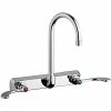 Chicago Faucet Company Chicago Faucets W8W-GN2AE35-317AB Wall-Mounted Manual Sink Faucet With 5 1/4" Gooseneck Spout And 1.5 GPM Pressure Compensating Softflo Aerator