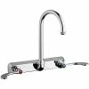 Chicago Faucet Company Chicago Faucets W8W-GN2AE1-317ABCP Wall-Mounted Manual Sink Faucet With 5 1/4" Gooseneck Spout And Full Flow Quixtop Outlet