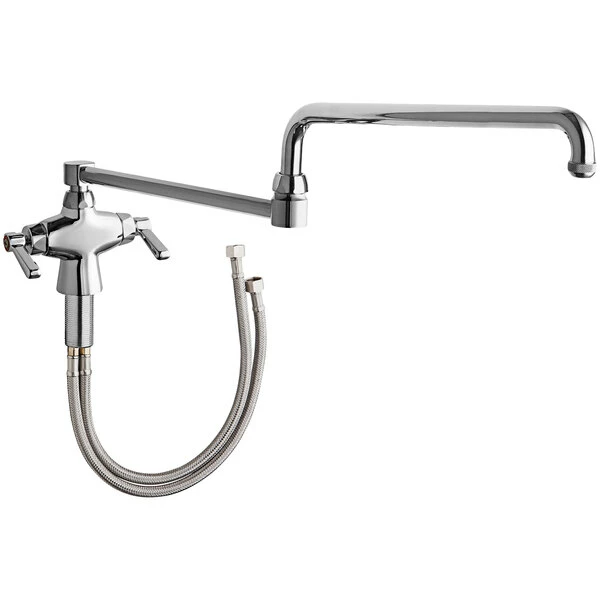 Chicago Faucet Company Chicago Faucets 50-DJ26ABCP Deck-Mounted Single-Hole Manual Sink Faucet With 26" Double-Jointed Swing Spout 1 Chicago Faucet Company Chicago Faucets 50-DJ26ABCP Deck-Mounted Single-Hole Manual Sink Faucet With 26" Double-Jointed Swing Spout