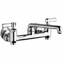 Chicago Faucet Company Chicago Faucets 640-S6E1-369YAB Wall-Mounted Manual Sink Faucet With 6" S-Type Swing Spout And 2 3/8" Lever Handles