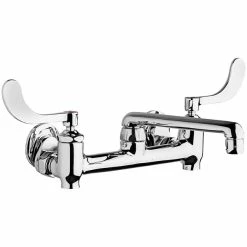 Chicago Faucet Company Chicago Faucets 640-S6E35-317YAB Wall-Mounted Manual Sink Faucet With 1.5 GPM Pressure Compensating Softflo Aerator And 4" Wristblade Handles