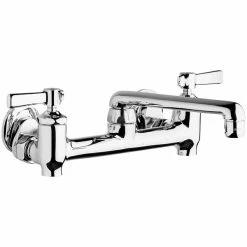 Chicago Faucet Company Chicago Faucets 640-S6E35-369YAB Wall-Mounted Manual Sink Faucet With 1.5 GPM Pressure Compensating Softflo Aerator And 2 3/8" Lever Handles