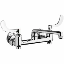 Chicago Faucet Company Chicago Faucets 640-S6E1-317YAB Wall-Mounted Manual Sink Faucet With 6" S-Type Swing Spout And 4" Wristblade Handles